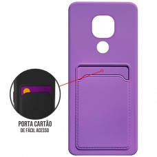 Capa para Motorola Moto G9 Play - Emborrachada Case Card Roxa